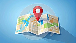 Map with pointer icon. Flat design style