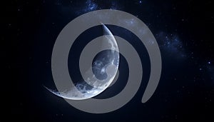 Crescent Moon and Starry Sky, Night Sky, Space, Astronomy Background