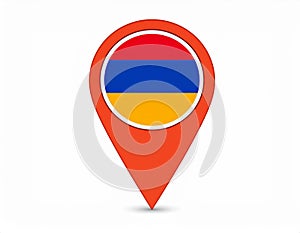 Armenian flag map pointer layout. Vector illustration.