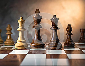 Chess photographed on a chessboard