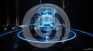 Futuristic Technology Concept Digital Display, Data Visualization, AI, Sci-Fi