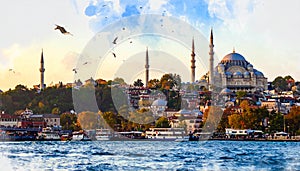 istanbul,watercolors,historical places