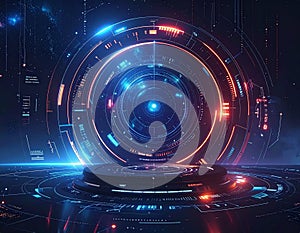 Futuristic Technology Interface with Neon Lights