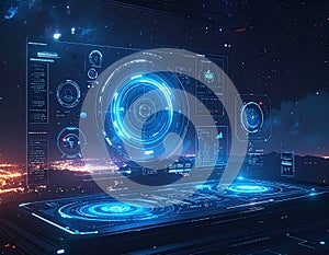 Futuristic Control Room with Advanced Technology Interface