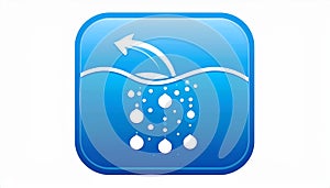 App icon vector-style image of water molecules under going convection