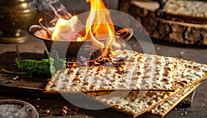 Small fire burning chametz