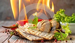 Small fire burning chametz