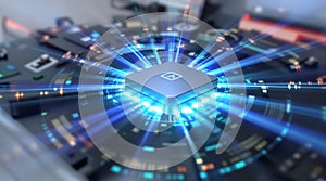 Microchip CPU Processor Tech Futuristic AI Data Processing