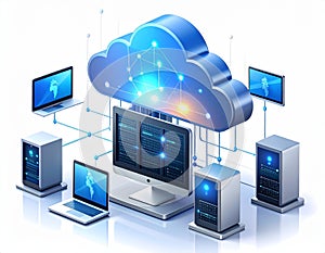Digital Cloud Computing Network with Servers and Devices