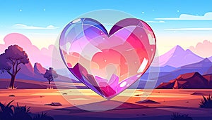 Flat, cartoon image of a glass heart