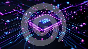 Futuristic CPU Microchip Processor, Circuit Board Technology