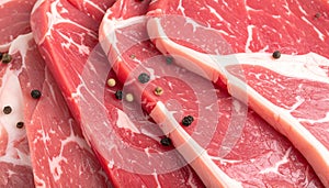 Closeup view of fresh cut raw meat