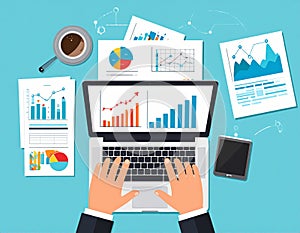 Flat design vector-style image of data analytics