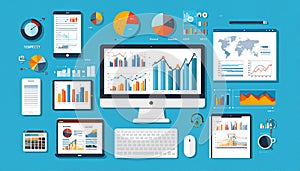 Flat design vector-style image of data analytics