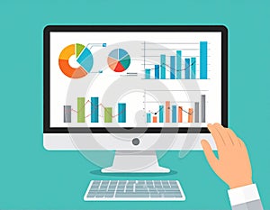 Flat design vector-style image of data analytics