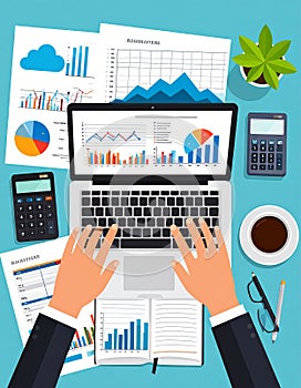 Flat design vector-style image of data analytics