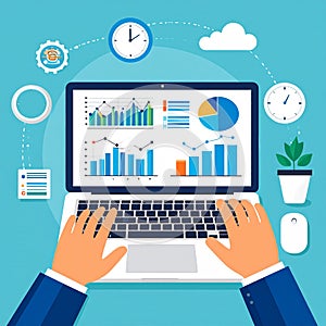 Flat design vector-style image of data analytics