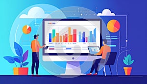 Flat design vector-style image of data analytics