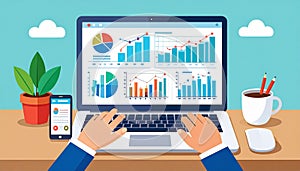 Flat design vector-style image of data analytics