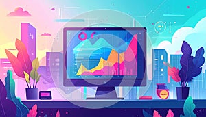 Flat design vector-style image of data analytics