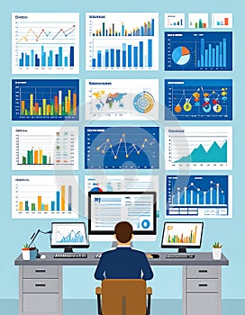 Flat design vector-style image of data analytics