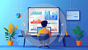 Flat design vector-style image of data analytics