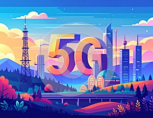 Flat design vector-style image of 5 g data