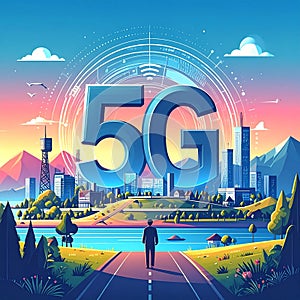 Flat design vector-style image of 5 g data