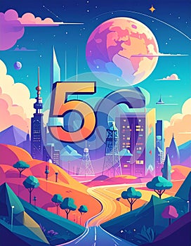 Flat design vector-style image of 5 g data