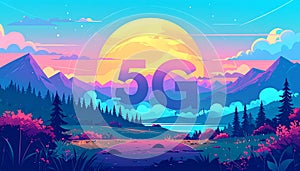 Flat design vector-style image of 5 g data