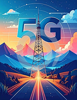 Flat design vector-style image of 5 g data