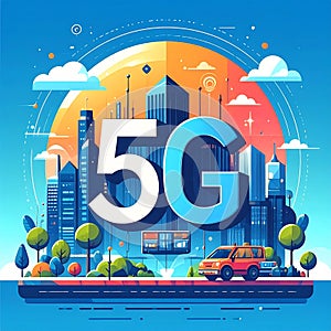 Flat design vector-style image of 5 g data