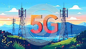 Flat design vector-style image of 5 g data
