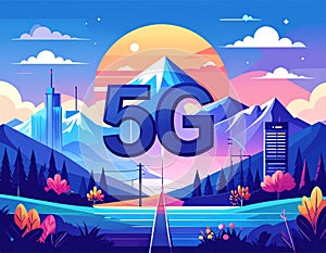 Flat design vector-style image of 5 g data