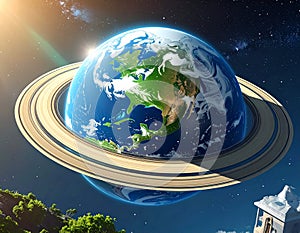 Lav Jorden med genbrugsikon som saturns ring