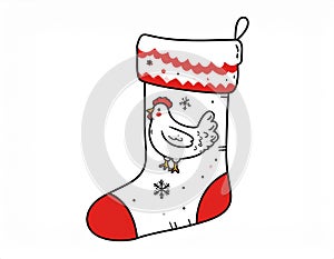 Simple hand drawn stikcer of The Chicken in the Christmas Stocking