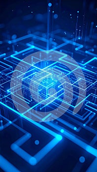 Abstract Blue Data Network Geometric Lines Background