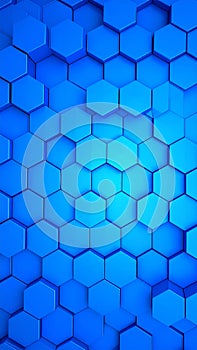 Abstract blue hexagonal pattern background, 3D render of a geometric design