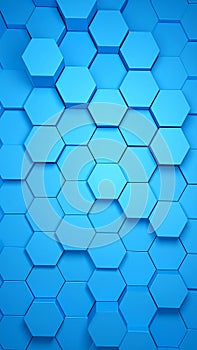 Abstract blue hexagonal pattern background, 3D render of geometric shapes