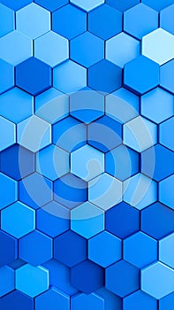 Abstract blue hexagonal pattern, 3D render of geometric background