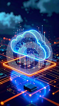 Abstract cloud computing data storage and network connection concept, digital technology