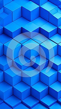 Abstract 3D Blue Cubes Geometric Pattern Modern Design Background