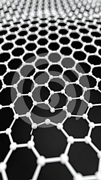 Abstract 3D rendering of a graphene structure on a dark background