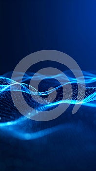 Abstract digital wave pattern in blue, futuristic data visualization background