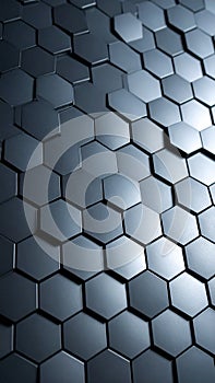 Abstract geometric pattern of dark blue hexagonal tiles, textured surface background