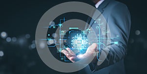 Ai technology, Artificial Intelligence. man using technology smart robot AI, artificial intelligence by enter command prompt