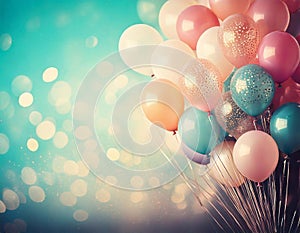 Celebrating a Party. pastellic background with airballons.