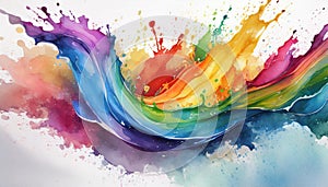 Colorful watercolor rainbow paint splash, color explosion, abstract art background. rgb beautiful concept