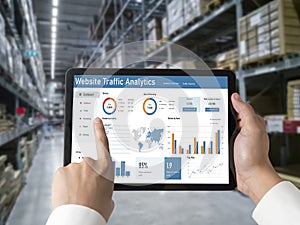 Computer software for website traffic analytics data on computer screen snugly