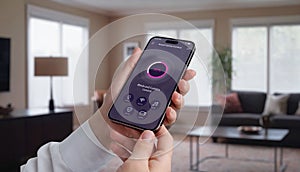 Controlling blinds and curtains in the living room using a mobile app photo